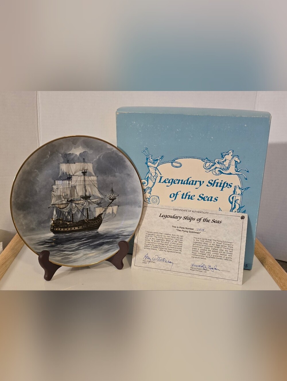 Vintage 1980 Royal Cornwall "The Flying Dutchman" Collector Plate - Box & COA